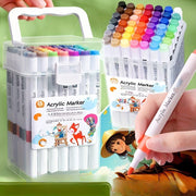 24 color acrylic marker Art Painting DIY graffiti white triangle rod brush